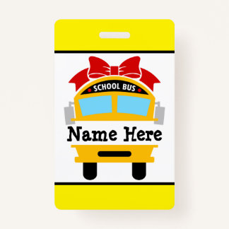Kids Back to School Bus Personalize Name Badge