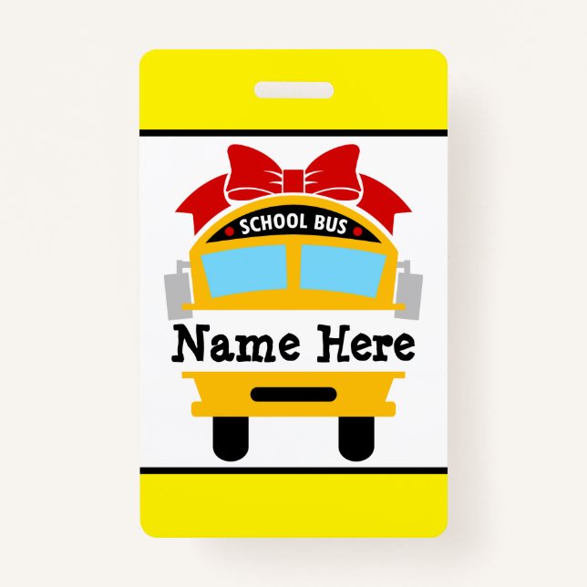 Kids Back to School Bus Personalize Name Badge (Front)