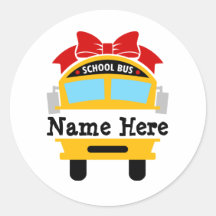 Kids Back to School Bus Personalize Name Classic R