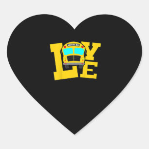 Kids Back to School, Design School Bus Driver love Heart Sticker