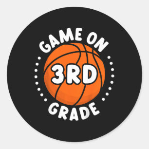 Kids Back To School Game On 3rd Grade Fun Basketba Classic Round Sticker
