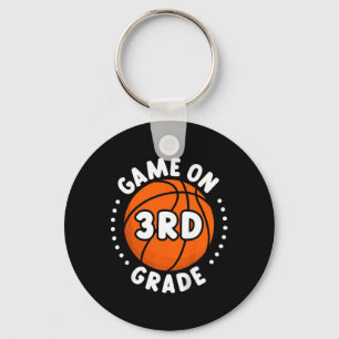 Kids Back To School Game On 3rd Grade Fun Basketba Keychain