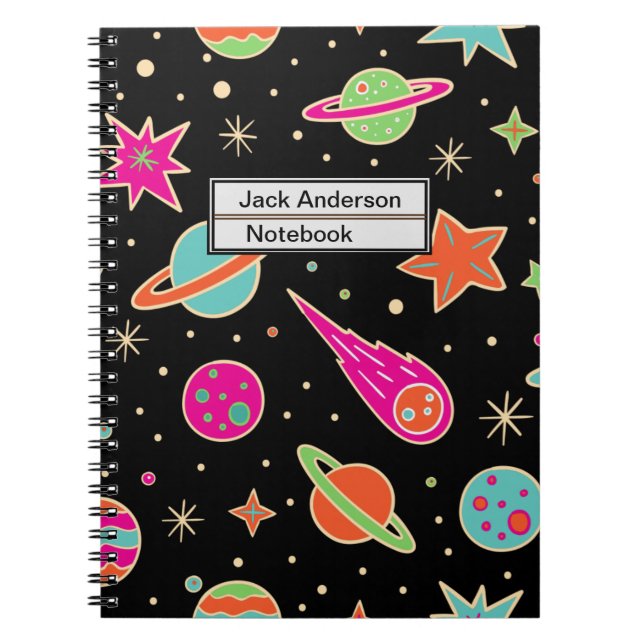 Kids' Back To School Space Rocket Pattern Notebook (Front)