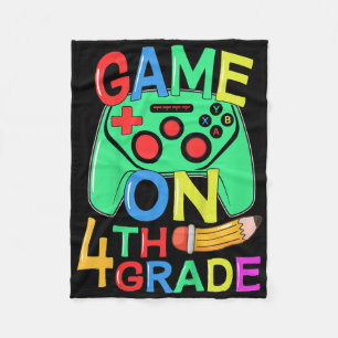 Kids Back To School Video Gamer 4th Grade Game On Fleece Blanket