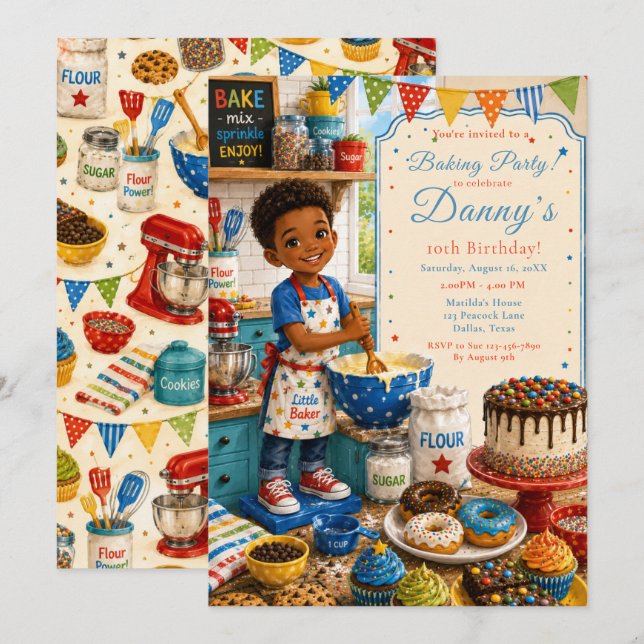 Kids Baking Birthday Invitation (Front/Back)