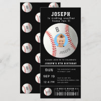 Kids Baseball Custom Photo Sport Ticket Invitation