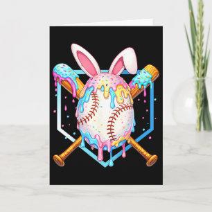 Kids Baseball Easter Day Egg Bunny Ice Cream Drip Card