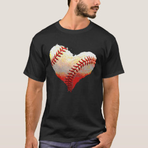 Kids Baseball Heart Valentines Day Sports  Player T-Shirt