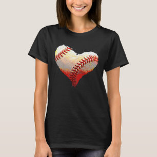 Kids Baseball Heart Valentines Day Sports  Player T-Shirt