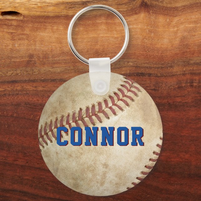 Kids Baseball Personalized Backpack Tag Keychain (Front)