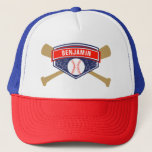 Kids Baseball Personalized Name Trucker Hat<br><div class="desc">Cute hat for a baseball theme party. Customize it with your child's name.</div>