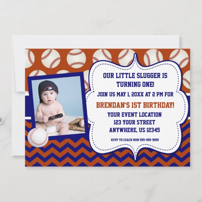 Kids Baseball Photo Birthday Invitation (Front)