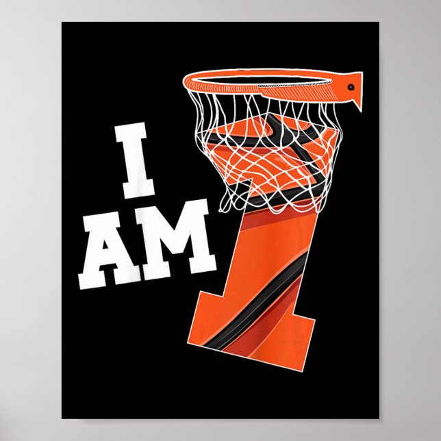 Kids Basketball 1st Birthday Boy One Year Old Bask Poster (Front)