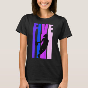 Kids Basketball 5th Birthday Kids Girls Retro Silh T-Shirt