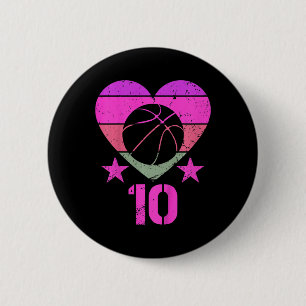 Kids Basketball Birthday 10 Year Old Boy Girl Tent 2 Inch Round Button
