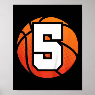 Kids Basketball Birthday 5 Number Five Year Old B Poster