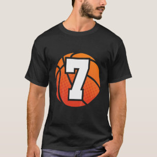 Kids Basketball Birthday 7 Number Seven Year Old B T-Shirt