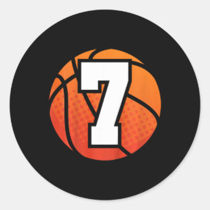 Kids Basketball Birthday  7 Number Seven Year Old  Classic Round Sticker