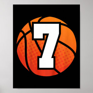Kids Basketball Birthday 7 Number Seven Year Old Poster