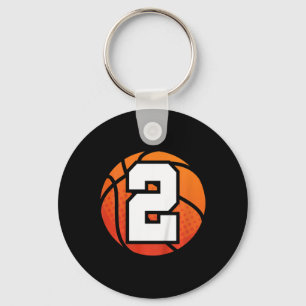 Kids Basketball Birthday  Number 2 for Two Year Ol Keychain