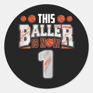 Kids Basketball player 1 Years Old Boy Basketball  Classic Round Sticker