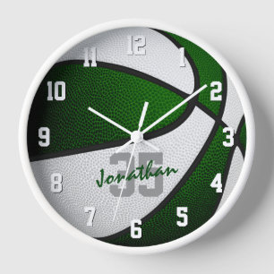 kids basketball room green white team colours clock
