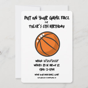 Kids Basketball Sports Minimalist Birthday Party  Invitation