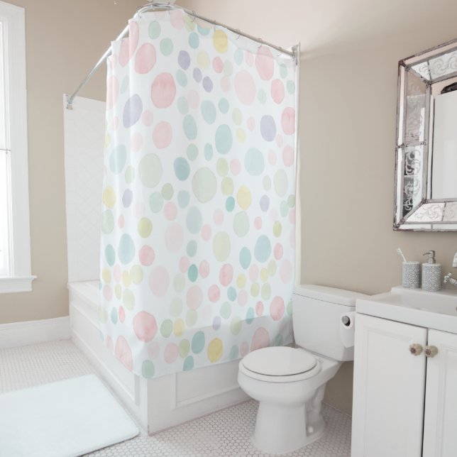 Kids Bathroom Bubble Shower Curtain (In Situ)