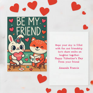 Kids Be My Friend Valentines Day  Card