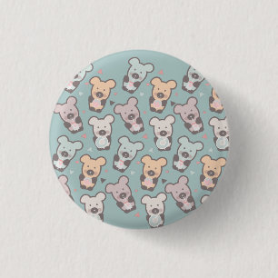 Kids Bears and Doughnuts Pattern 1 Inch Round Button