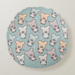 Kids Bears and Doughnuts Pattern Round Pillow