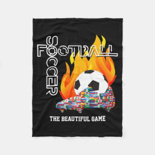 Kids Beautiful Game World Football Soccer T Shirt  Fleece Blanket