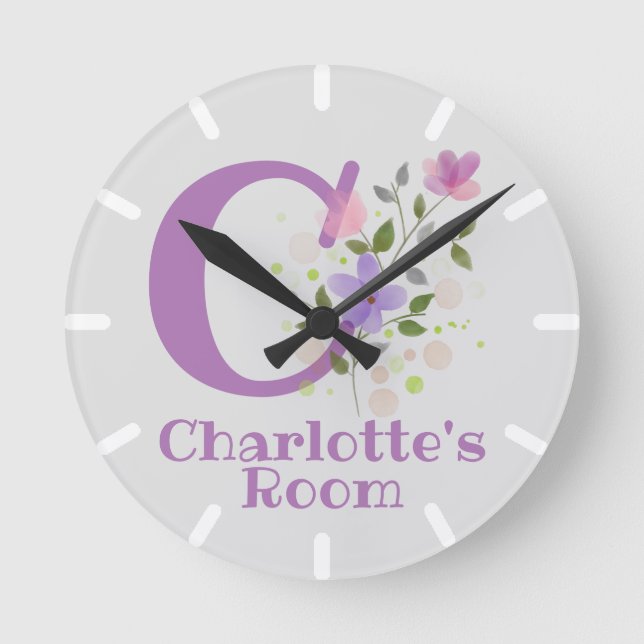 Kids Bedroom Clock with Name Charlotte (Front)