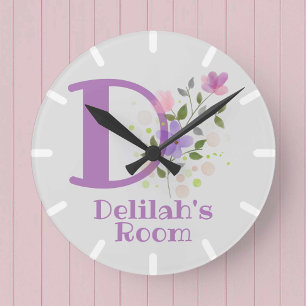 Kids Bedroom Clock with Name Delilah
