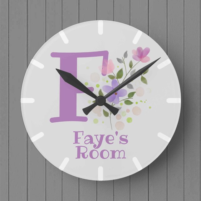 Kids Bedroom Clock with Name Faye & Initial (Creator Uploaded)