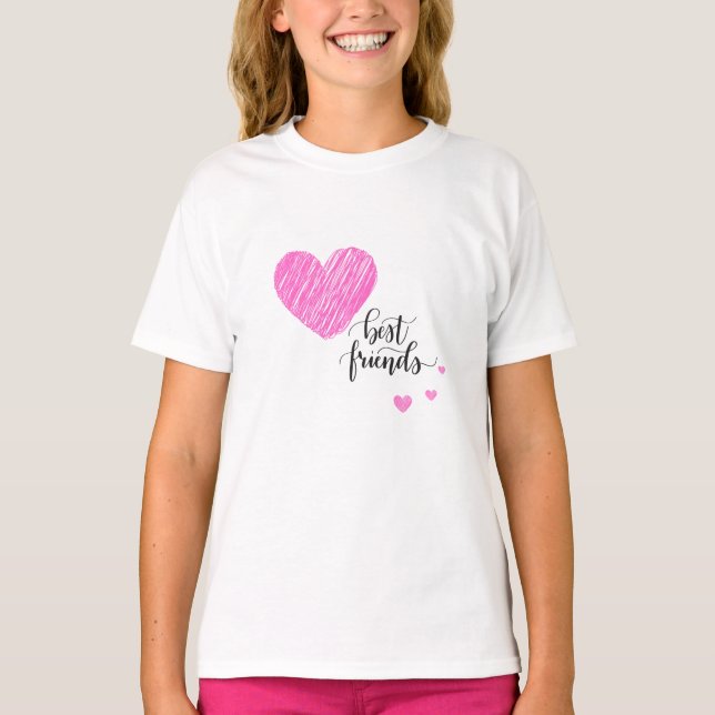 Kids Best Friends Pink Heart T-Shirt (Front)