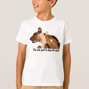 Kids-Big bad guard dog sleeping with fav toy! T-Shirt