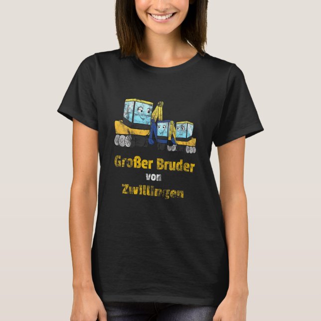 Kids Big Brother Twins Digger T-Shirt (Front)