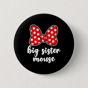Kids Big Sister Mouse Bow Family Vacation - Youth 2 Inch Round Button