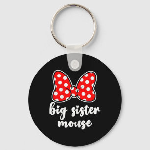 Kids Big Sister Mouse Bow Family Vacation - Youth  Keychain