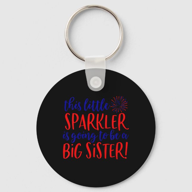 Kids Big Sister Sparkler 4th Of July Pregnancy Ann Keychain (Front)