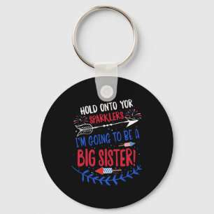 Kids Big Sister Sparkler 4th Of July Pregnancy Ann Keychain