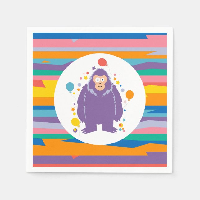 Kids Bigfoot Birthday  Napkin (Front)