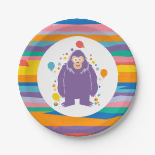Kids Bigfoot Birthday Paper Plate