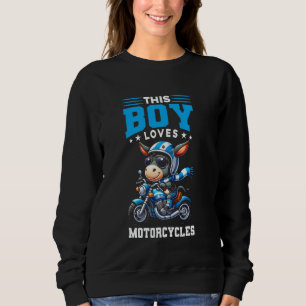 Kids Biker Motorcycle Riding Donkey Boys Sweatshirt