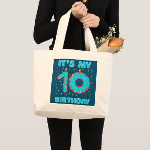 Kids Birthday 10 Year Old 10th Birthday Girl  Large Tote Bag