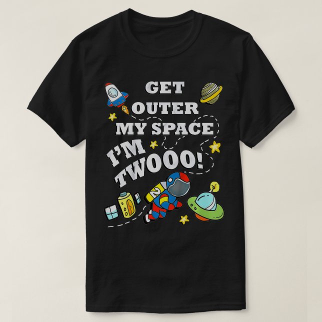 Kids Birthday 2 yr Old Astronauts & Rocket Outer S T-Shirt (Design Front)
