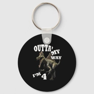 Kids Birthday 4th Gift Dino Graphic Design & Q Keychain