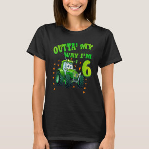Kids Birthday 6 Year Old Green Farm Truck Tractor  T-Shirt