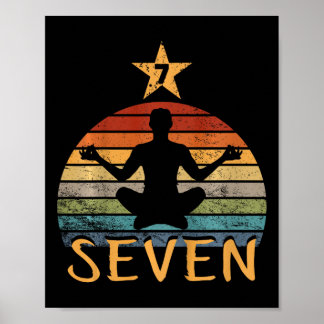 Kids Birthday 7 Year Old Yoga Seventh 7th Birthday Poster
